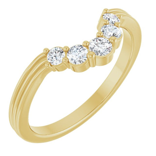 14K Yellow Gold Round 2.7 Mm Polished 1/4 Ctw Lab Grown Diamond Contour Band, Size 7