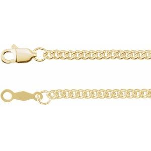 14K Yellow Gold-Filled Lobster Clasp Curb Chain, Length: 20 In, Width: 2.25 Mm