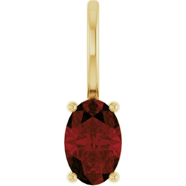 14K Yellow Gold Oval Polished Natural Gemstone Solitaire Charm/Pendant