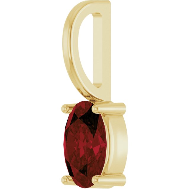 14K Yellow Gold Oval Polished Natural Gemstone Solitaire Charm/Pendant