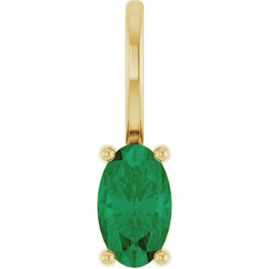 14K Yellow Gold Oval Polished Lab-Grown Gemstone Solitaire Charm/Pendant
