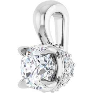 14K White Gold Round 4Mm G-H I1 1/4 Ctw Natural Diamond Hidden Halo Pendant