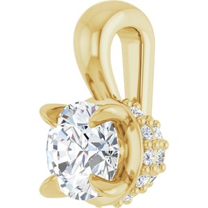 14K Yellow Gold Round 4Mm G-H I1 1/4 Ctw Natural Diamond Hidden Halo Pendant