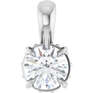 14K White Gold Round 4Mm G-H I1 1/4 Ctw Natural Diamond Hidden Halo Pendant