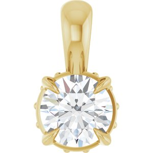 14K Yellow Gold Round 4Mm G-H I1 1/4 Ctw Natural Diamond Hidden Halo Pendant