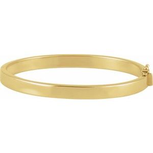 14K Yellow Gold 6 Mm 7 In Polished Tube Hinged Bangle Bracelet