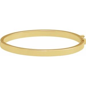 14K Yellow Gold 5 Mm 7 In Polished Tube Hinged Bangle Bracelet