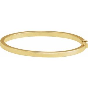 14K Yellow Gold 4 Mm 7 In Polished Tube Hinged Bangle Bracelet
