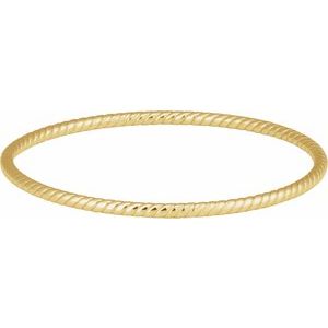 14K Yellow Gold 3 Mm 7 3/4 In Polished Twisted Bangle Bracelet