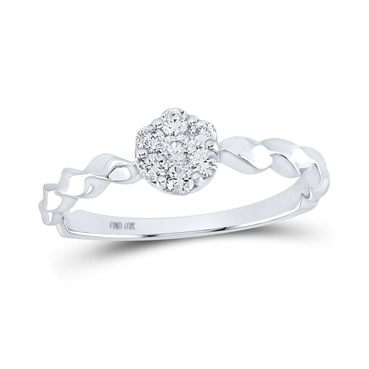 10K White Gold Womens Round Diamond Flower Cluster Stackable Band Ring 1/4 Cttw, Womens Size: 5-10