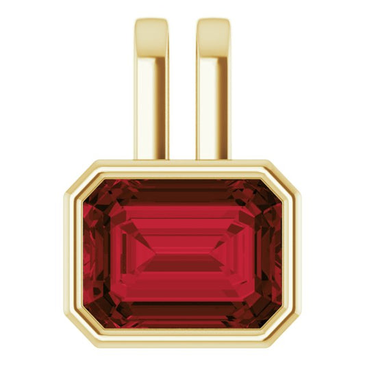 14K Yellow Gold Emerald  8 X 6 Mm Polished Natural Gemstone Pendant