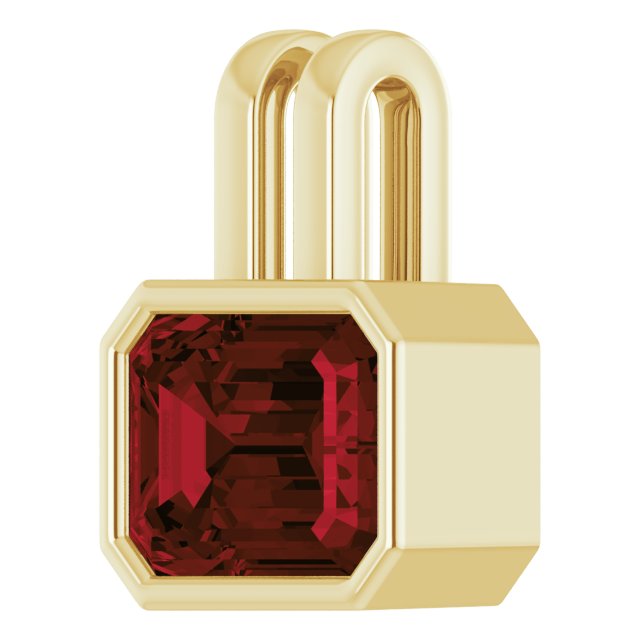 14K Yellow Gold Emerald  8 X 6 Mm Polished Natural Gemstone Pendant