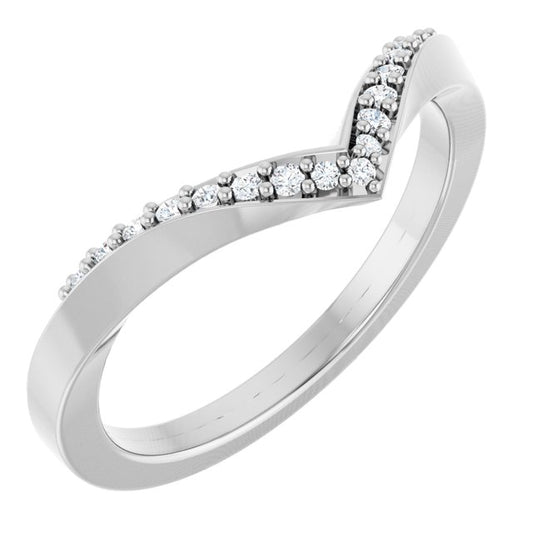 14K White Gold Round 1.2 Mm Polished 1/10 Ctw Lab Grown Diamond Contour Band, Size 7