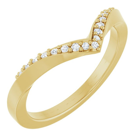 14K Yellow Gold Round 1.2 Mm Polished 1/10 Ctw Natural Diamond Contour Band, Size 7