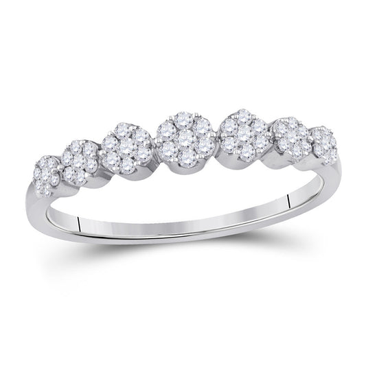 10K White Gold Womens Round Diamond Flower Cluster Ring 1/4 Cttw, Womens Size: 5-10