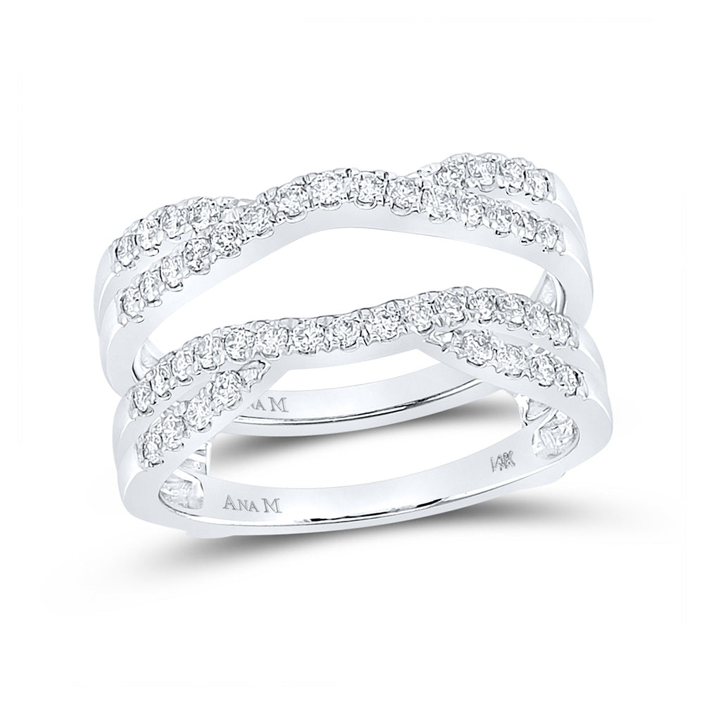 14K White Gold Womens Round Diamond Wedding Wrap Ring Guard Enhancer 1/2 Cttw, Womens Size: 5-10
