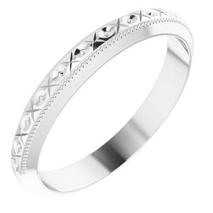 14K White Gold 3 Mm Polished Matching Band Size 7