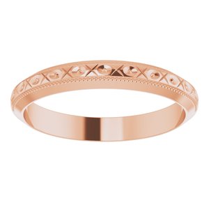 14K Yellow Or White Or Rose Gold Or Platinum Milgrain Geometric Band