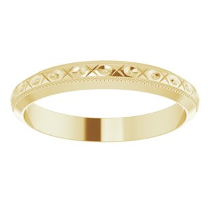 18K Yellow Or White Gold Milgrain Geometric Band