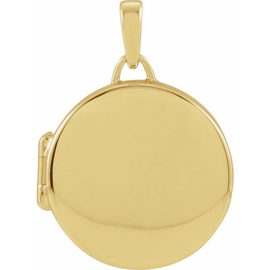 14K Yellow Gold Or Rhodium-Plated Sterling Silver 25.6 X 18 Mm Polished Round Metal Locket