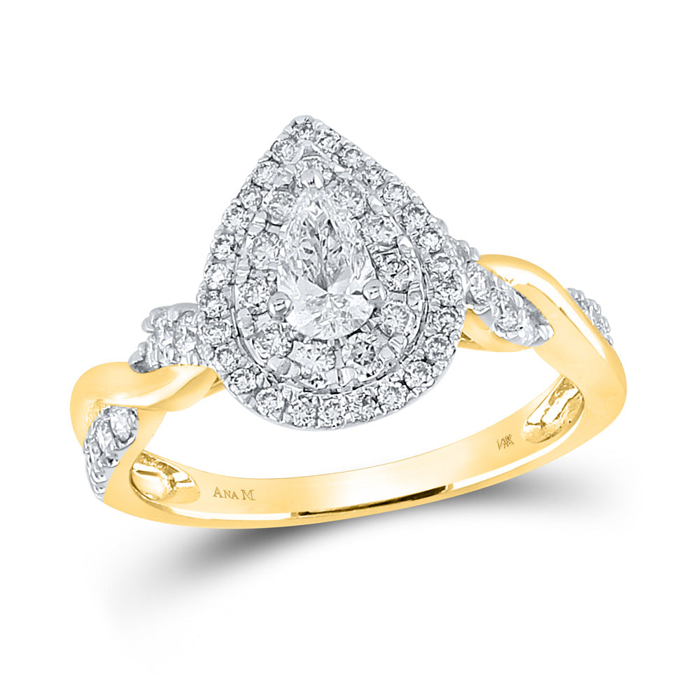 14K Yellow Or White Gold  Pear Diamond Solitaire Bridal Wedding Engagement Ring 1 Cttw, Womens Size: 5-10