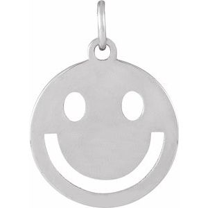 14K White Gold Smiley Face 13.8 X 10 Mm Polished Smiley Face Pendant