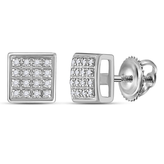 10K White Or Yellow Gold Round Diamond Square Earrings