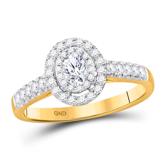 14K Yellow Or White Gold  Oval Diamond Halo Bridal Wedding Engagement Ring 1/2 Cttw, Womens Size: 5-10