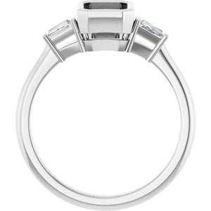 14K White Gold 7x5 mm Emerald .08 CTW Lab-Grown Diamond Semi-Set Engagement Ring Size 7