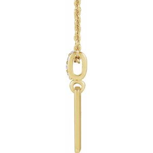 14K Yellow Gold 16 X 8 Mm 16-18 In Polished .02 Ctw Natural Diamond Necklace
