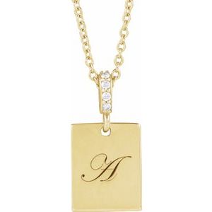 14K Yellow Gold 16 X 8 Mm 16-18 In Polished .02 Ctw Natural Diamond Necklace