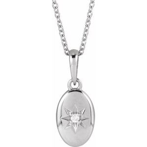 14K White Gold Round 1.5Mm G-H I1 .015 Ct Natural Diamond Star Necklace, Length: 18 In