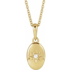14K Yellow Gold Round 1.5Mm G-H I1 .015 Ct Natural Diamond Star Necklace, Length: 18 In