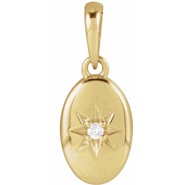 14K Yellow Gold Round  1.5Mm I1, G-H Polished .015 Ct Natural Diamond Star Pendant