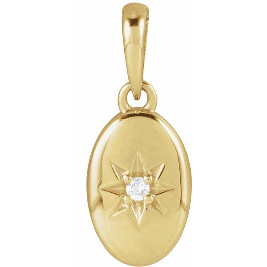 14K Yellow Gold Round  1.5Mm I1, G-H Polished .015 Ct Natural Diamond Star Pendant