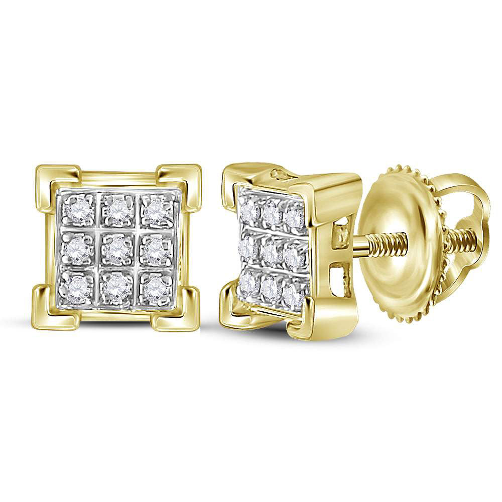 10K White Or Yellow Gold Womens Round Diamond Square Cluster Earrings