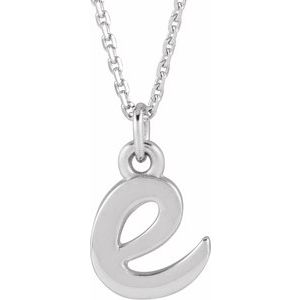 14K White Gold 16 In Polished Petite Initial Necklace