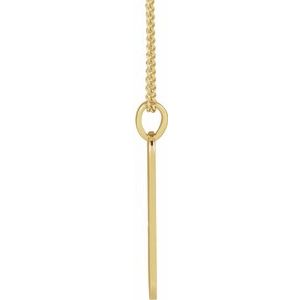 14K Yellow Gold 21.4 X 5 Mm 18 In Polished Engravable Heart Bar Necklace