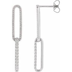 14K White Gold Round 1.4 Mm 1/2 Ctw Lab-Grown Diamond Elongated Link Earrings