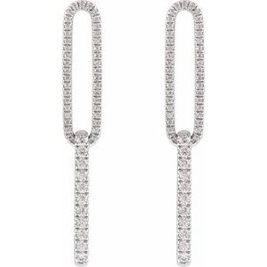 14K White Gold Round 1.4 Mm 1/2 Ctw Lab-Grown Diamond Elongated Link Earrings