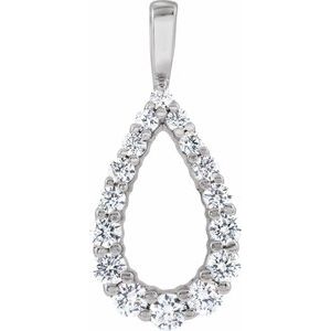 14K White Gold Round 2.1Mm G-H Si1-Si2 1/3 Ctw Lab-Grown Diamond Drop Pendant