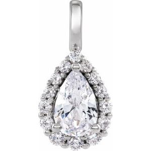 14K White Gold Pear 8 X 5.5Mm G-H 2 1/2 Ctw Lab-Grown Diamond Halo-Style Pendant