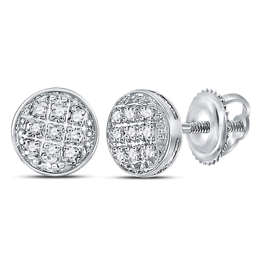 10K White Or Yellow Gold Round Diamond Circle Earrings