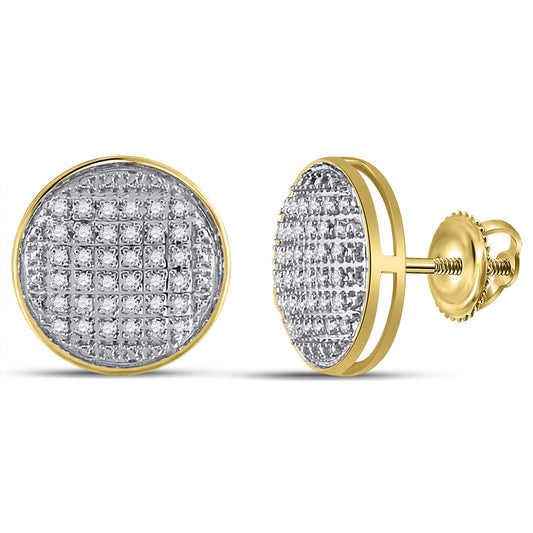 10K Yellow Gold Round Diamond Circle Earrings 1/5 Cttw