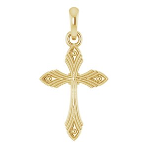 14K Yellow Gold 19.75 X 10.25 Mm Polished Vintage-Inspired Cross Pendant