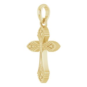 14K Yellow Gold 19.75 X 10.25 Mm Polished Vintage-Inspired Cross Pendant