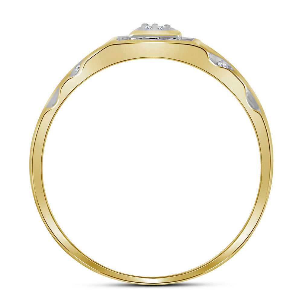 10K Yellow Gold Mens Round Diamond Square Cluster Ring 1/8 Cttw, Mens Size: 7-13