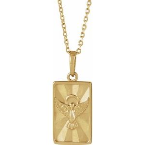 14K Yellow Gold 16.23 X 9 Mm 16-18 In Polished Holy Spirit/Dove Necklace