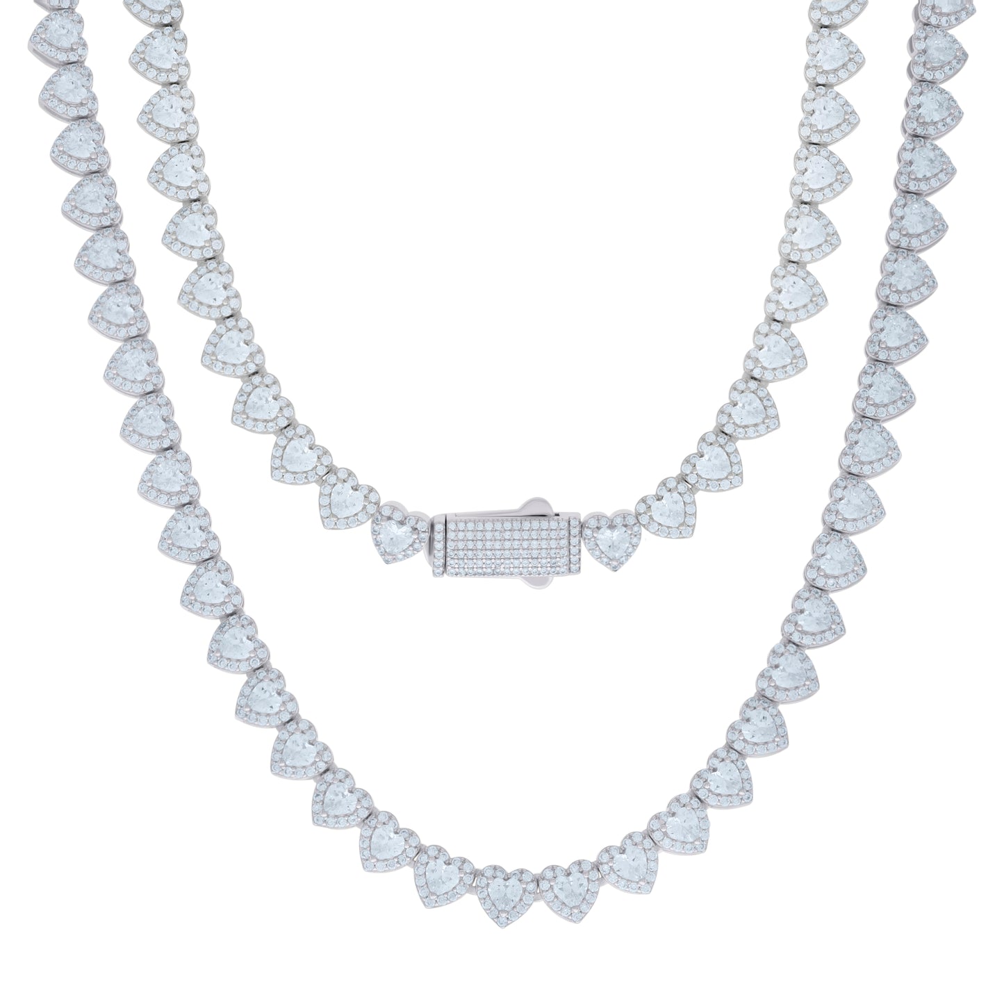 Sterling Silver Womens Cubic-Zirconia Heart Tennis Chain