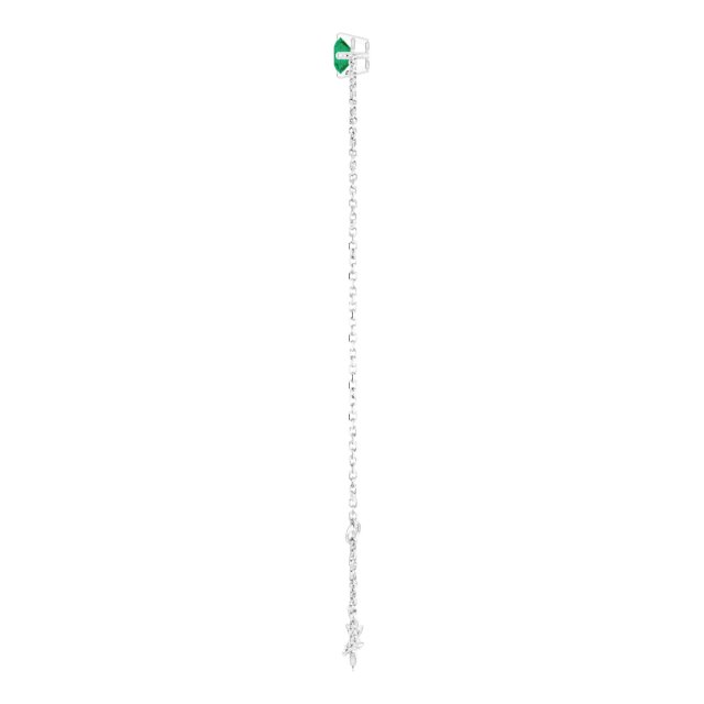 14K White Gold Round 6 1/2-7 1/2 In Polished Lab-Grown Emerald Solitaire Bracelet